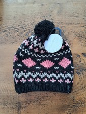 Mambo Ladies Diamond Beanie Hat Deadstock Black Pink Bobble Hat One Size BNWT 