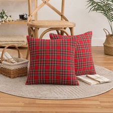 Christmas Cushion Covers Xmas Check& Snowflake Throw Pillow Case Sofa Decor Gift