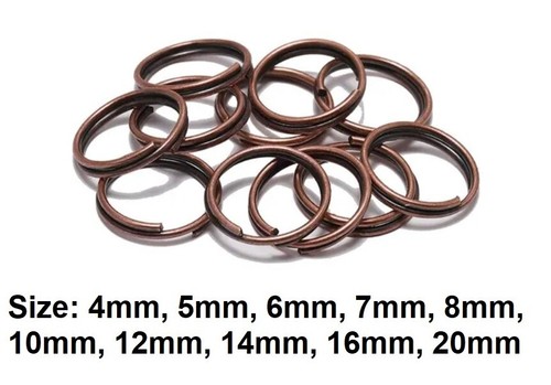 Red copper keyring split - keyring, rings