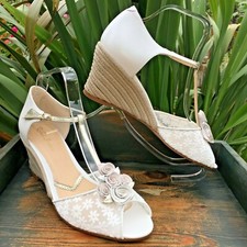 RACHEL SIMPSON Valencia Ivory Leather & Flower Mesh Peep Toe Bridal Shoes *NEW*