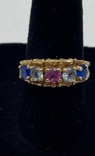 9K Yellow Gold Multi Gem Size 7 Ring 3.5g