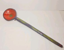 Vintage Large 24" Hand Crafted & Hand Painted Wooden Spoon/Ladle - Blue & Red 