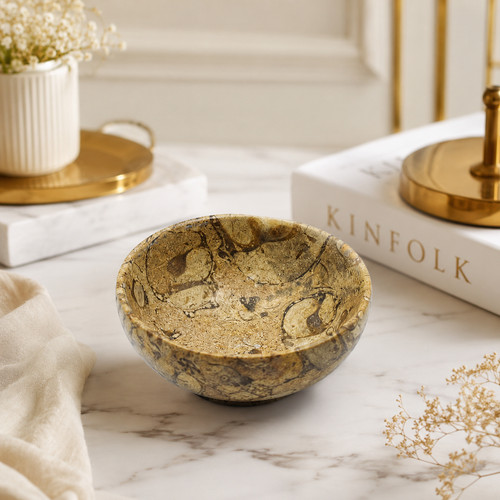 Handmade fossil marble bowl - handmade,