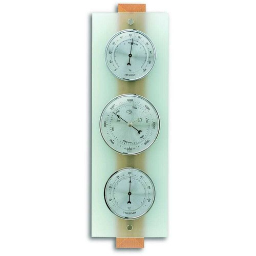 Frosted glass barometer - frosted, 38.5cm