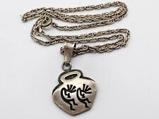 VINTAGE SOLID SILVER NATIVE INDIAN BUGLE PLAYER LADIES PENDANT AND NECKLACE