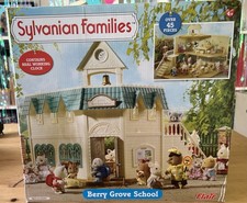 Sylvanian Families Berry Grove School . Working Clock and Furniture. Boxed. Used