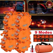 6X LED Road Flares Car Emergency Disc Kit Roadside Safety Flashing Beacon Light
