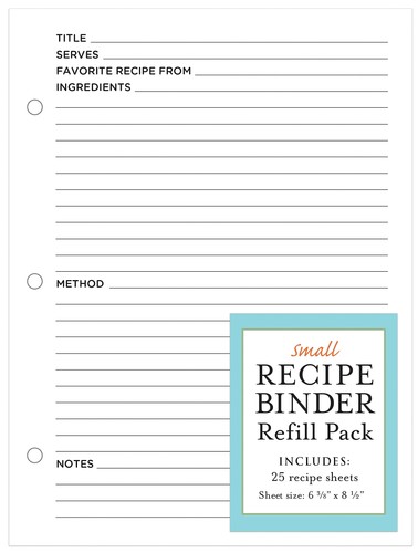Small recipe binder refill - recipe,