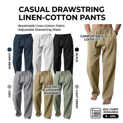 Summer men casual linen - summer, baggy