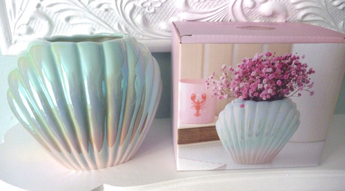 Iridescent shell flower vase - shell,