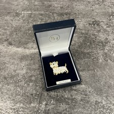 Retro Vintage Gold Plated Westie White Enamel Brooch West Highland Terrier Dog