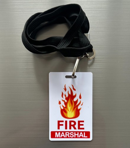 Fire marshal printed card - fire,