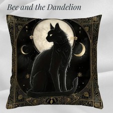 Black Cat With Mystic Moon Cushion COVER 45cms X 45cms