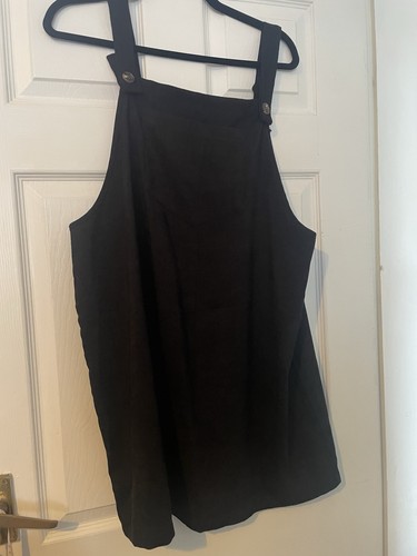 Ladies black pinafore dress - pinafore,