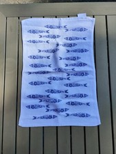 Caro Home Fish Rubbing Blue Fossil Print Hand Face Tea Towel 61x41cm 100% Cotton