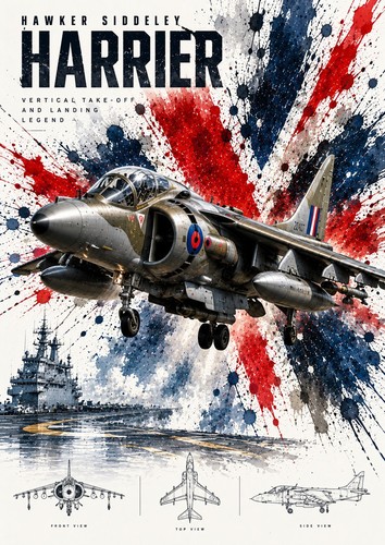 Hawker siddeley harrier poster - siddeley,