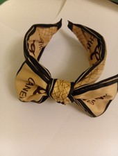 CHANEL Hair Band Beige Black