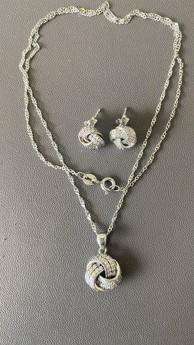 925 knot necklace earring - 925,