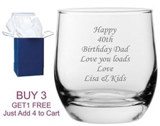 Personalised Whisky Glass engraved tumbler whisky whiskey brandy any message