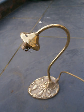 ART NOUVEAU CAST BRASS LOTUS FLOWER DESIGN SWIRLED  GOOSENECK TABLE LIGHT LAMP