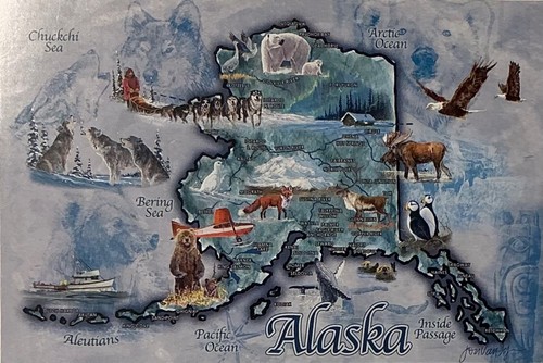 Modern map postcard alaska - map,