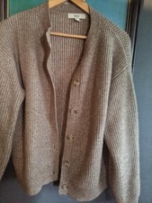 Womens  Marks and Spencer Women's beige knit ribbed cardigan size M  vgc