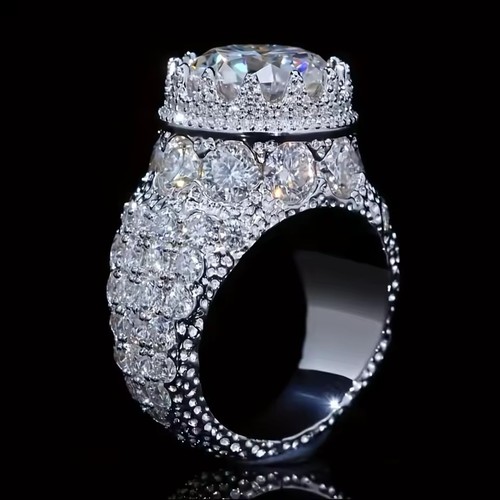 Mens iced out crown ring - mens,