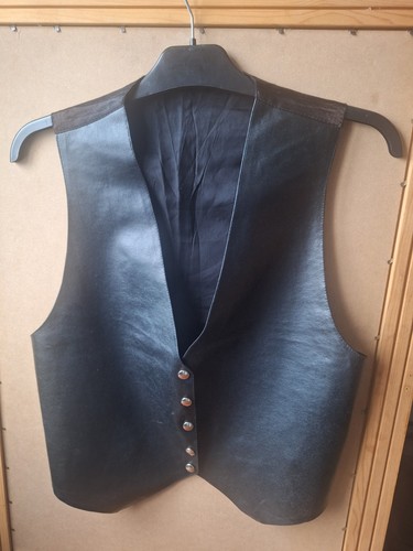 Vintage black leather suede - black, &