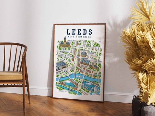 Leeds map poster print west - leeds,