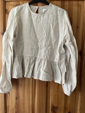 L F Markey Linen Peplum Top Uk 8