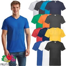 Fruit of the Loom Mens V Neck T-Shirt Casual Work Plain Cotton Tee Top