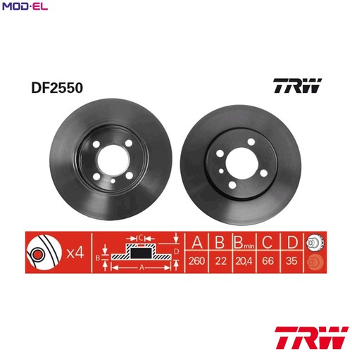 Brake disc df2550 for - disc, bmw