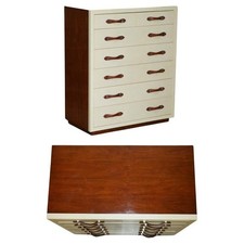 RALPH LAUREN MODERN HOLLYWOOD BROWN LEATHER FLAMED MAHOGANY CHEST OF DRAWERS