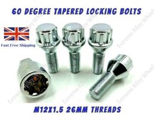 Wheel Locking Bolts Fits Smart Car ForTwo ForFour M12x1.5 26mm Threads alloy