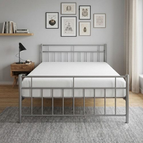 Davina silver metal bed frame - silver,