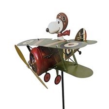 Cartoon Pilot Biplane Wind