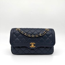 Chanel Two Toned Flap Bag in Navy Caviar Leather Gold Hardware