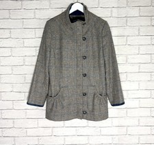 Dubarry bracken water repellent tweed jacket zip button grey blue size UK 12