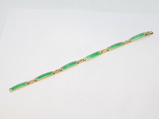 Scandinavian .835 Silver & Green Enamel Panel Bracelet Antique c1930 Art Deco