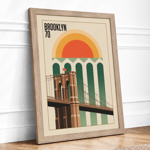 Brooklyn retro framed wall - framed,