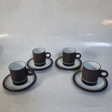 Hornsea Pottery Mid Century "Contrast" Coffee Espresso Cups & Saucers  X4