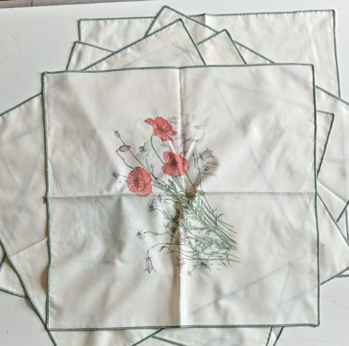 Set vintage poppy print - of,