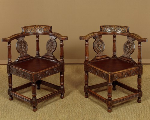 Antique pair carved oak - antique, of