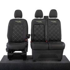 FORD TRANSIT CUSTOM FRONT SEAT COVERS LEATHERETTE WITH LOGO (2023 ONWARDS) 1273