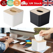 Tissue Box Dispenser Paper Storage Holder Napkin Case Organizer Wooden Cover UK
