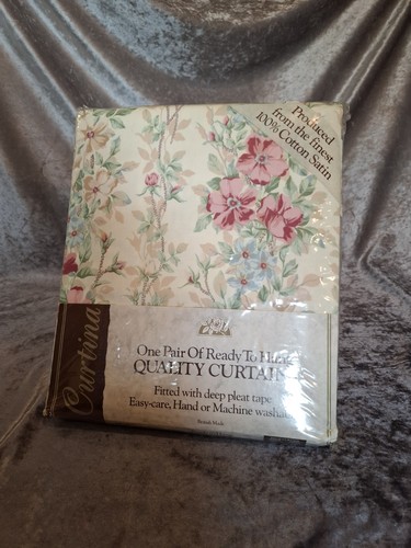 Vintage floral curtains - vintage, pair
