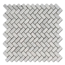 C70XT Non Slip Carrara White Marble Herringbone Mosaic Floor Tile Tumbled