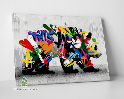 Panda graffiti canvas art - panda, wall