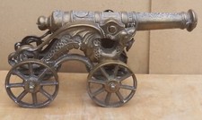 Vintage Old Antique  BRASS gun cannon war canon heavy 15" large dragons Decorati