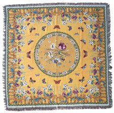 Jacquard woven tapestry throw - fringed - Butterfly Flower Garden